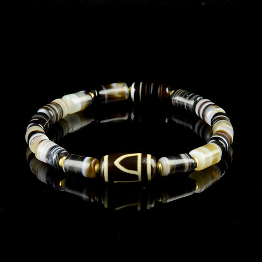 Vajra Single-Eye Dzi “Mountain Guardian” Bracelet