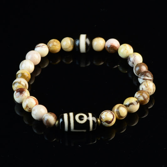 Vajra Two-Eyed Dzi Bracelet