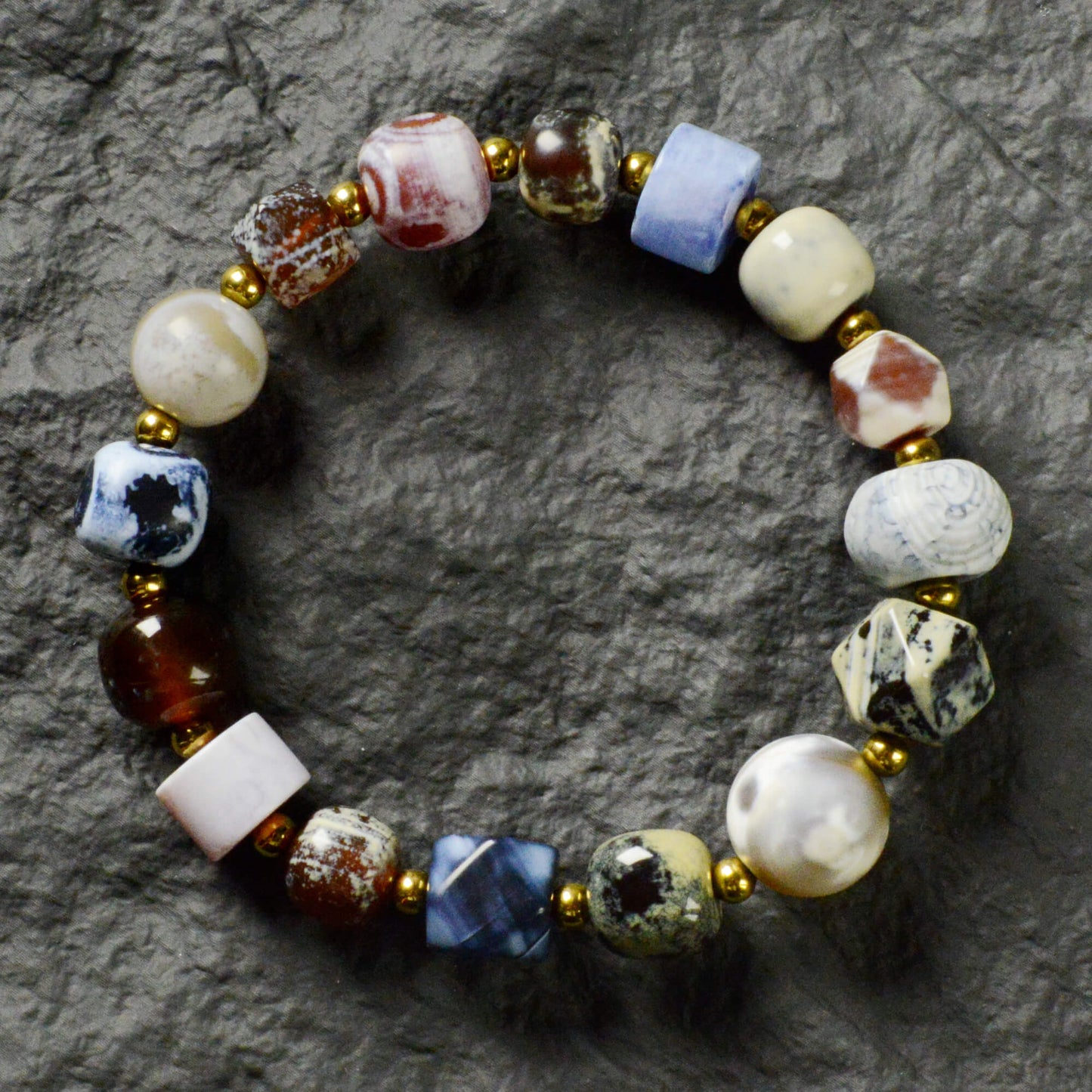 Vajra Sugar-Frosted Multigem Agate Bracelet