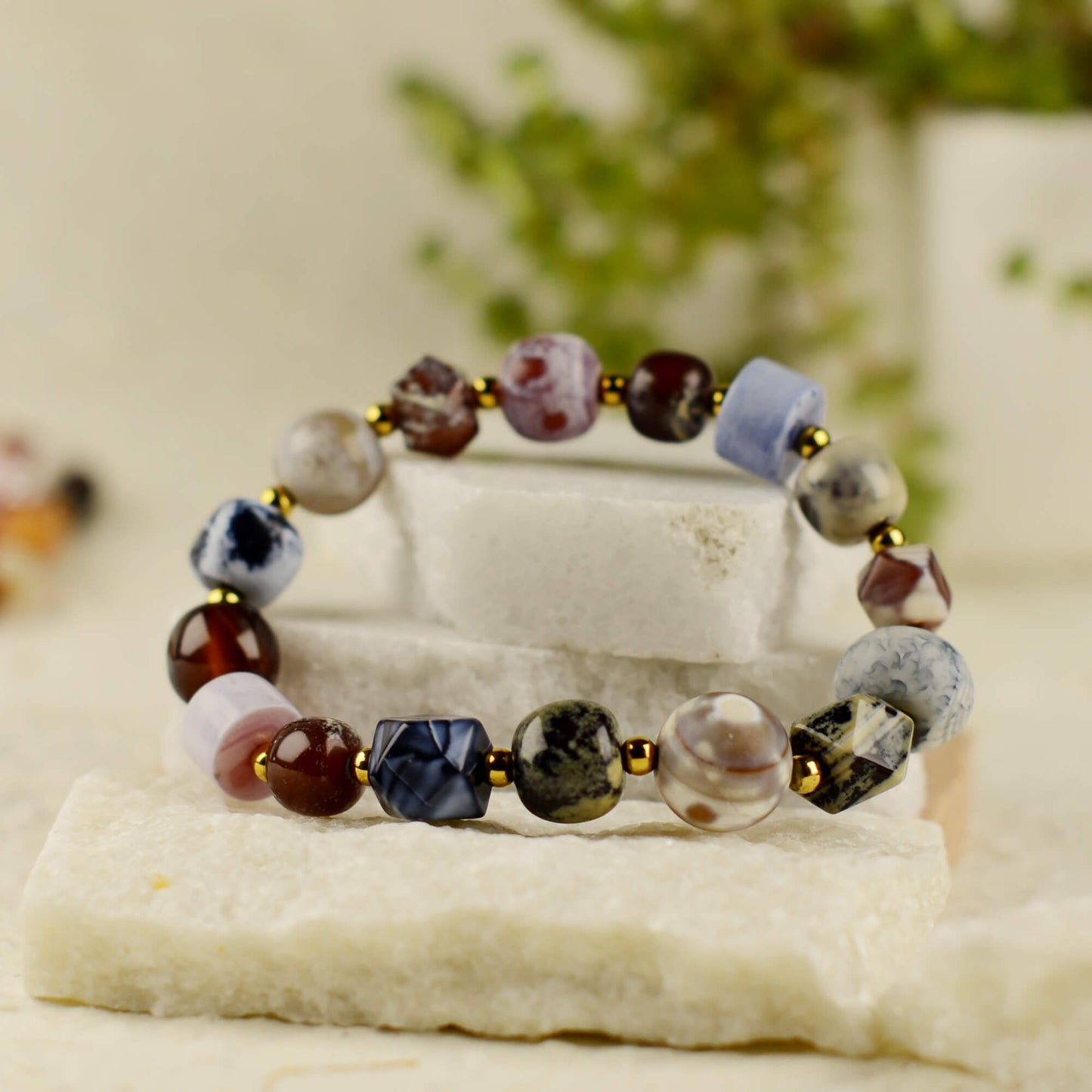 Vajra Sugar-Frosted Multigem Agate Bracelet