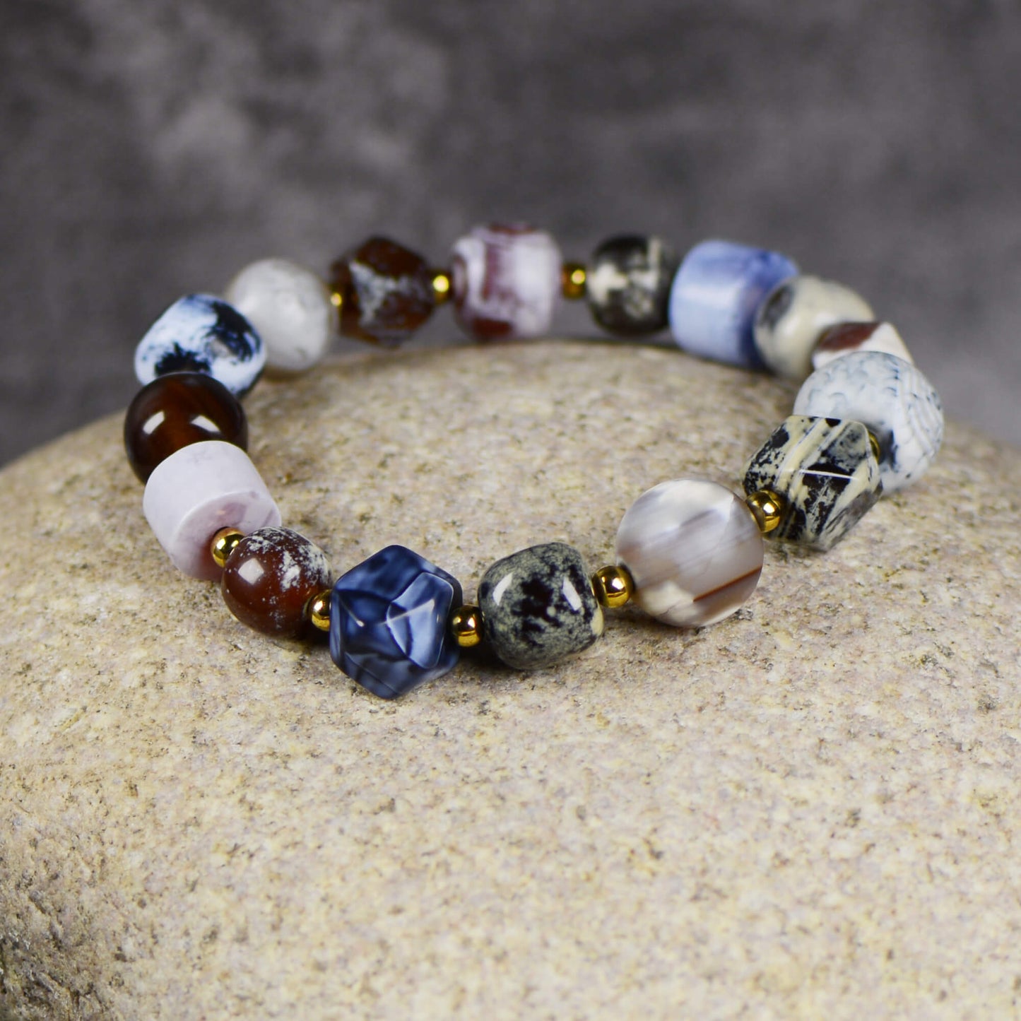 Vajra Sugar-Frosted Multigem Agate Bracelet