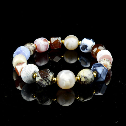 Vajra Sugar-Frosted Multigem Agate Bracelet