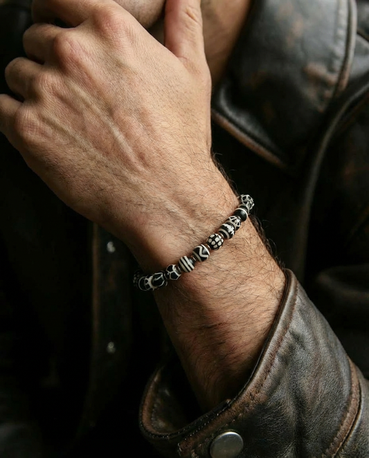 Vajra Black & White Pyu Beads Bracelet