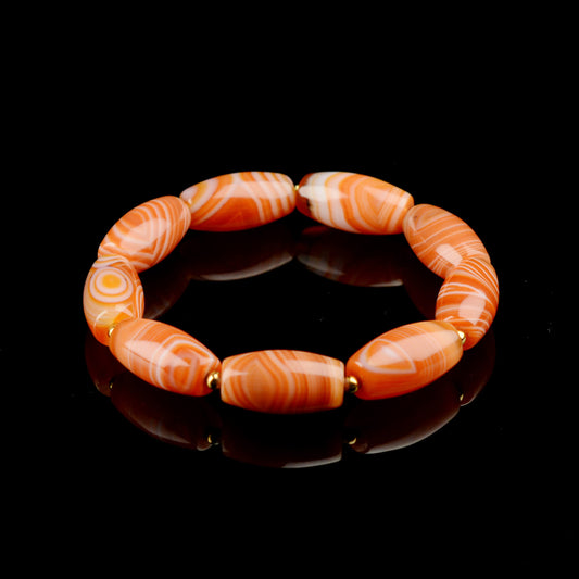 Vajra Salmon-Hued Striated Agate Bracelet