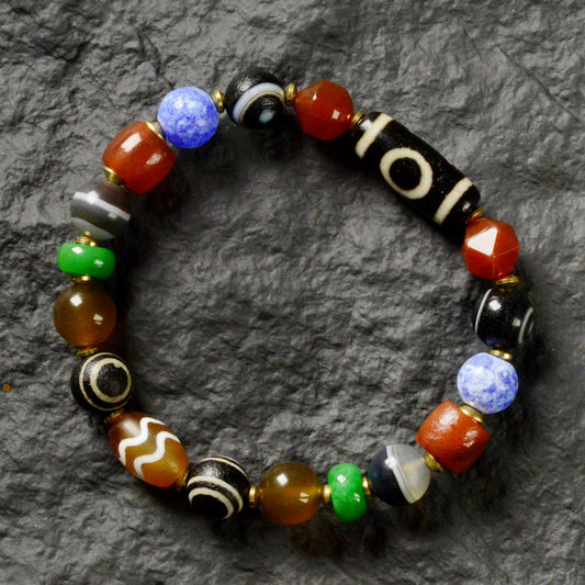 Vajra Single-Eye Cosmic Dzi Agate Bracelet