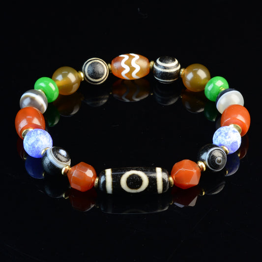 Vajra Single-Eye Cosmic Dzi Agate Bracelet
