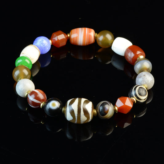 Vajra Dralo Tiger Tooth Dzi Bracelet