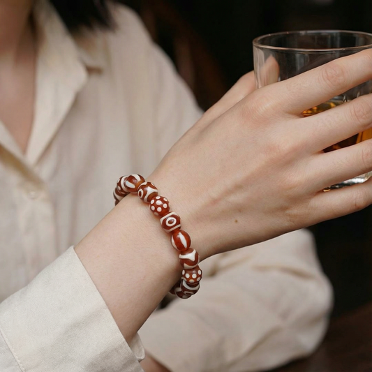 Vajra Red and White Pyu Beads Bracelet
