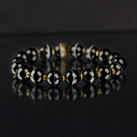 Vajra Black and White Bhaisajyaguru Bead Energy Bracelet