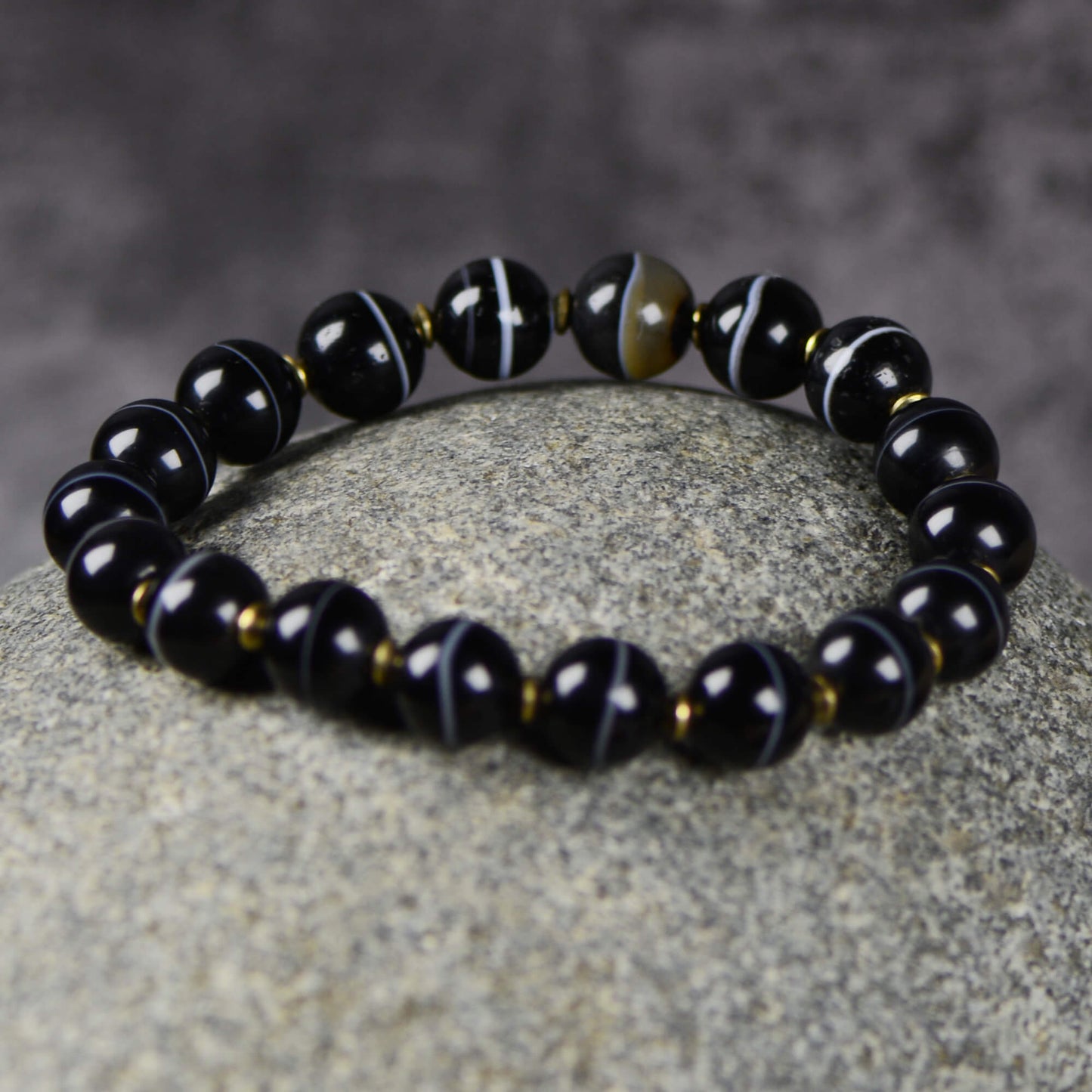 Vajra Black and White Bhaisajyaguru Bead Energy Bracelet