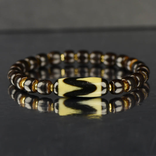 Vajra Tiger Tooth Dzi Bead Bracelet