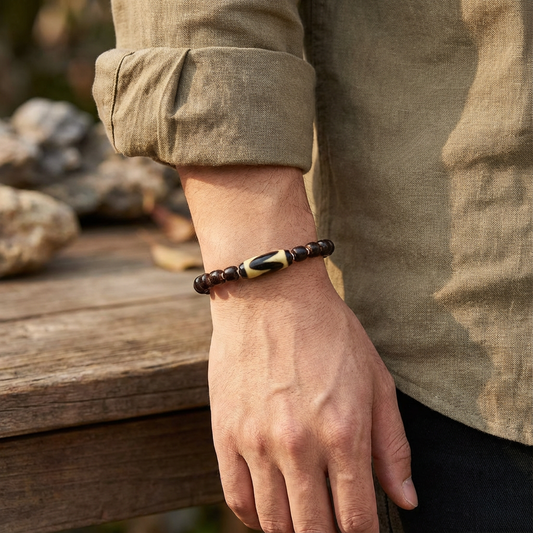 Vajra Tiger Tooth Dzi Bead Bracelet