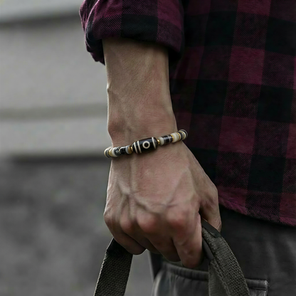 Vajra Single-Eye Dzi “Mountain Guardian” Bracelet