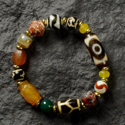 Vajra Lotus Three-Eyed Dzi Bracelet