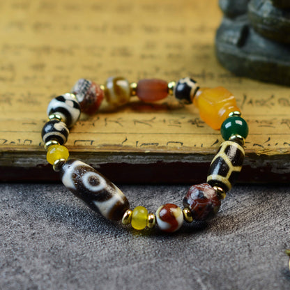 Vajra Lotus Three-Eyed Dzi Bracelet