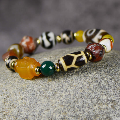 Vajra Lotus Three-Eyed Dzi Bracelet