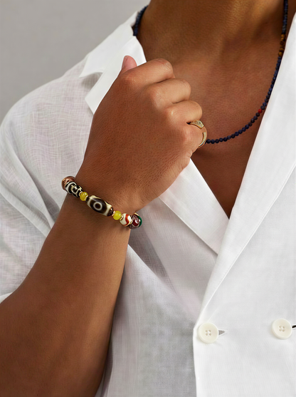 Vajra Lotus Three-Eyed Dzi Bracelet