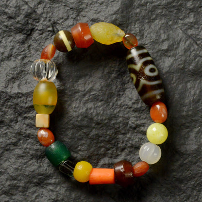 Vajra Lotus Three-Eyed Dzi Bracelet