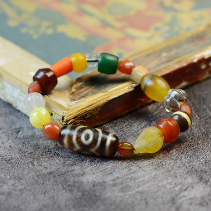 Vajra Lotus Three-Eyed Dzi Bracelet