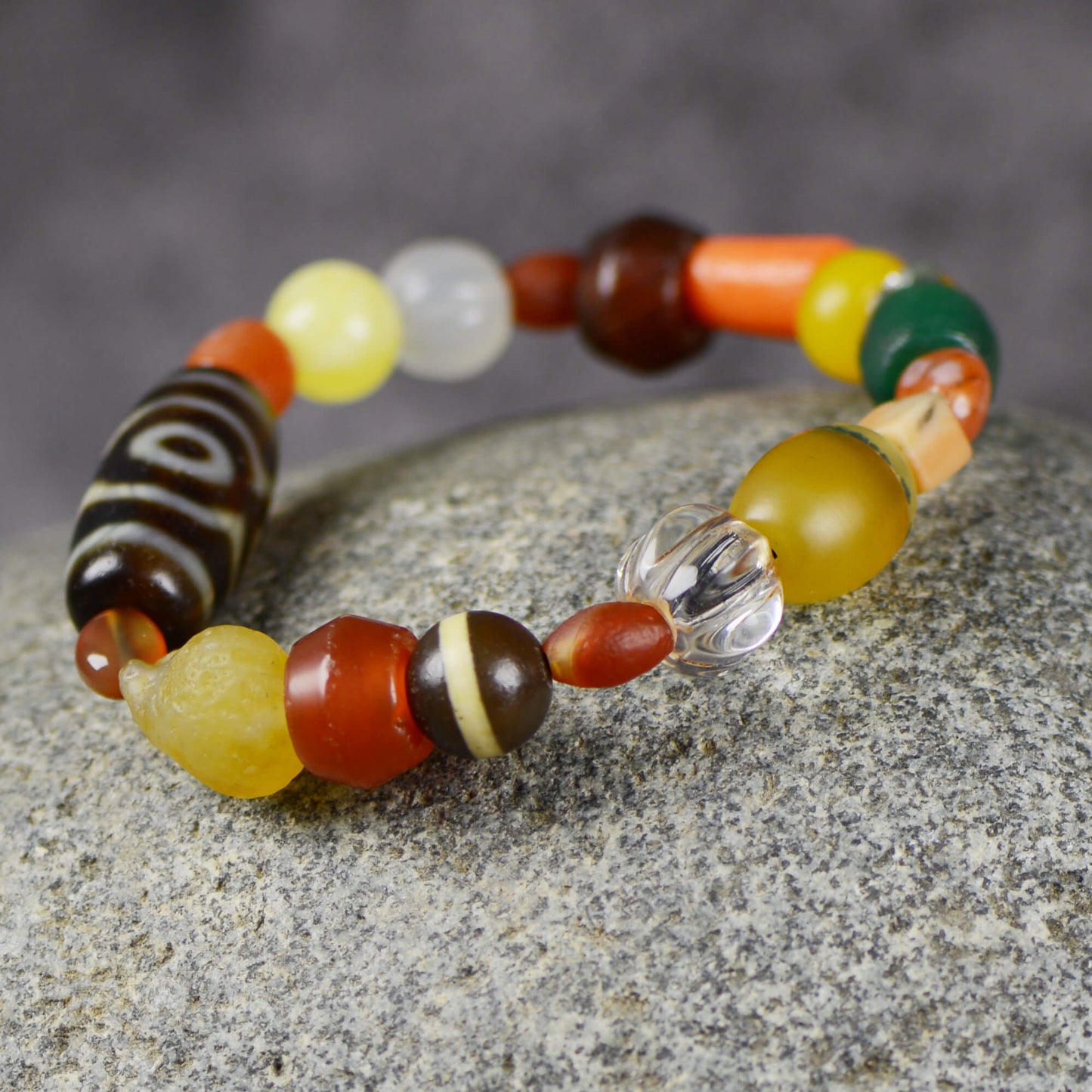 Vajra Lotus Three-Eyed Dzi Bracelet