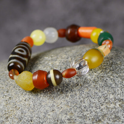 Vajra Lotus Three-Eyed Dzi Bracelet