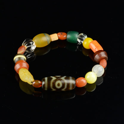 Vajra Lotus Three-Eyed Dzi Bracelet