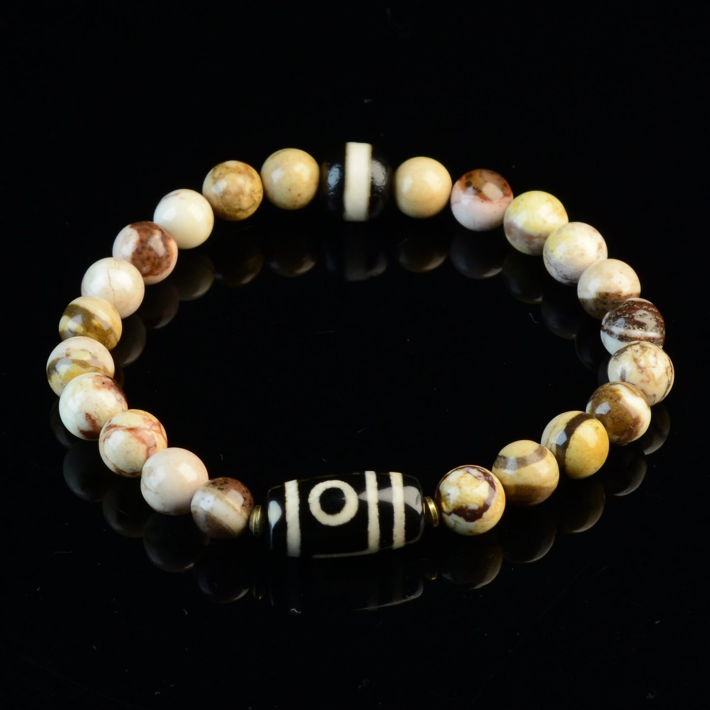 Vajra Two-Eyed Dzi Bracelet