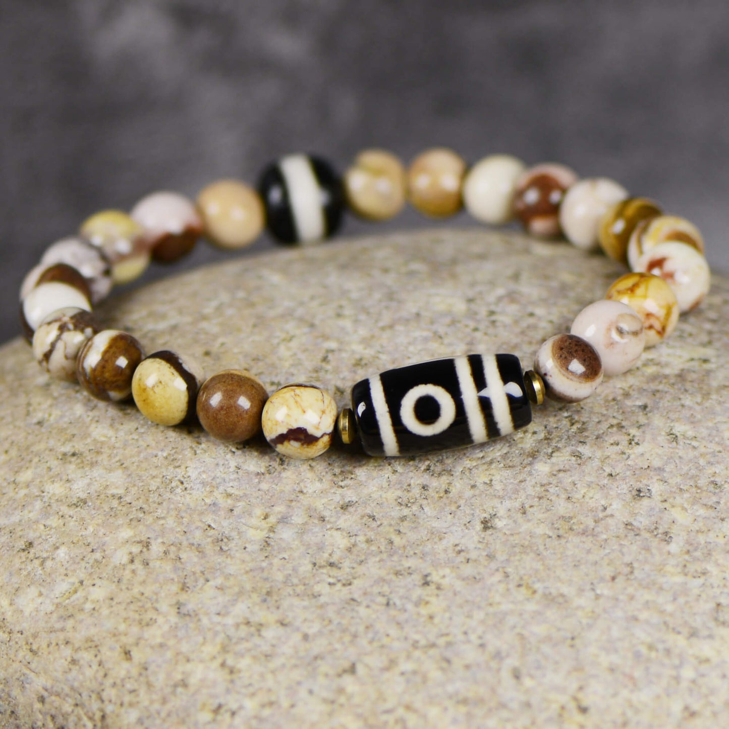 Vajra Two-Eyed Dzi Bracelet