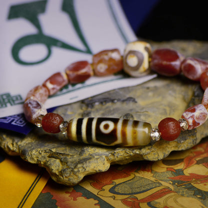 Vajra Treasure Canopy Three-Eyed Dzi Bracelet