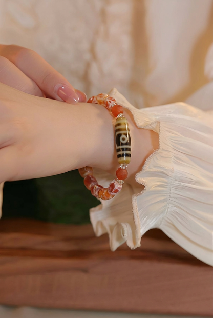 Vajra Treasure Canopy Three-Eyed Dzi Bracelet