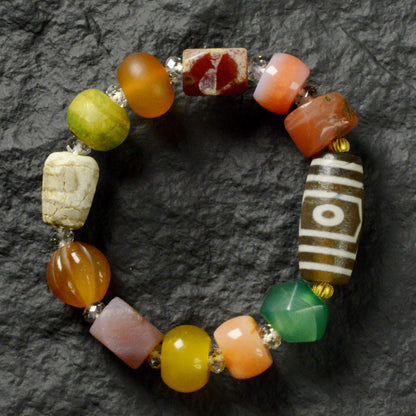Vajra Treasure Canopy Three-Eyed Dzi Bracelet