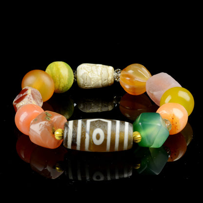 Vajra Treasure Canopy Three-Eyed Dzi Bracelet