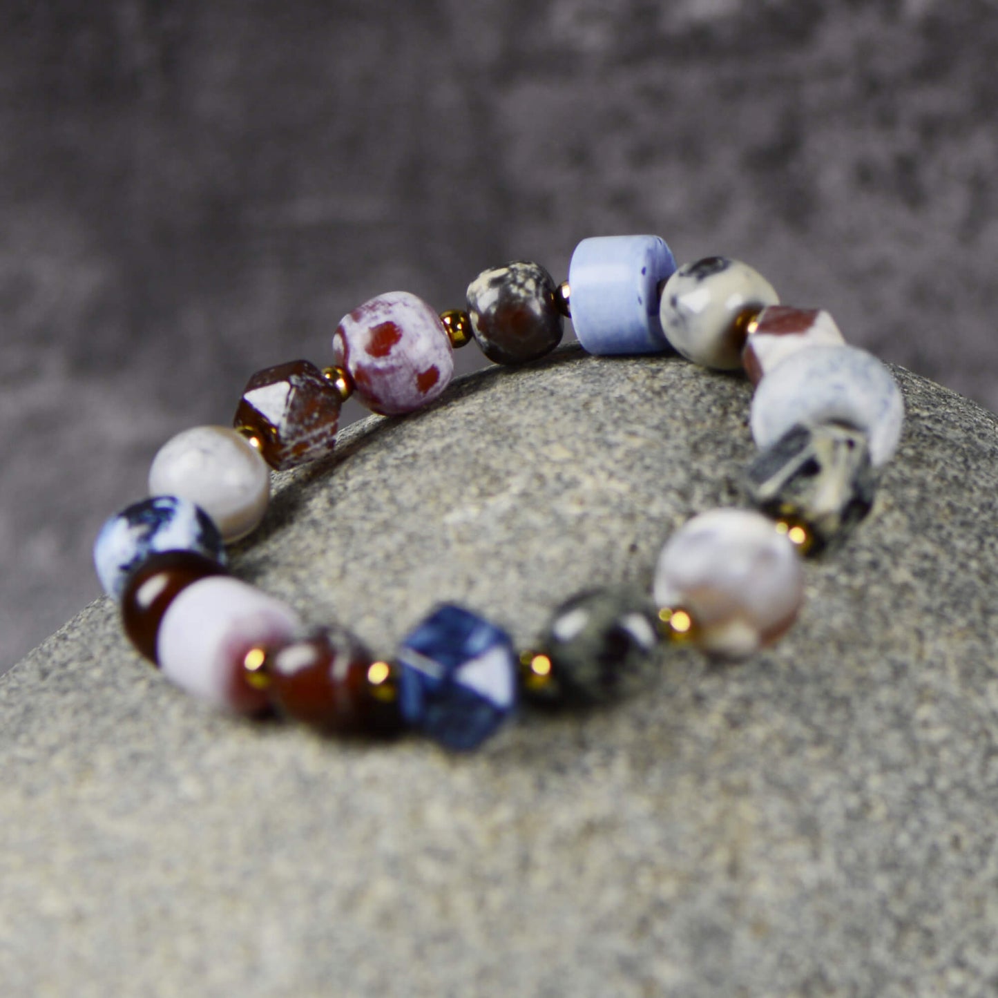 Vajra Sugar-Frosted Multigem Agate Bracelet