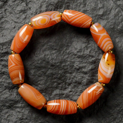 Vajra Salmon-Hued Striated Agate Bracelet