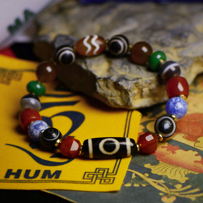 Vajra Single-Eye Cosmic Dzi Agate Bracelet