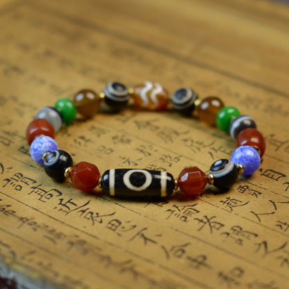Vajra Single-Eye Cosmic Dzi Agate Bracelet