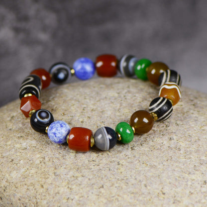 Vajra Single-Eye Cosmic Dzi Agate Bracelet