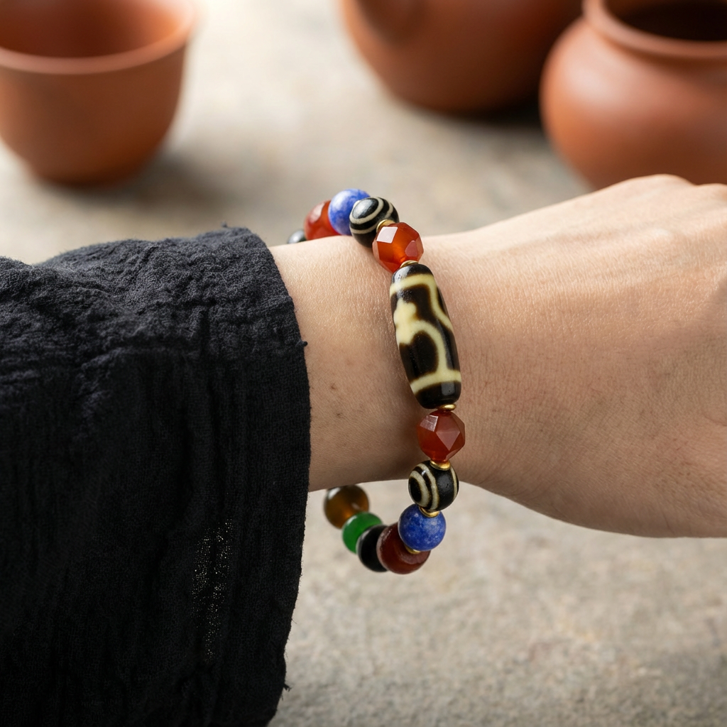 Vajra Vase Dzi Amulet Bracelet