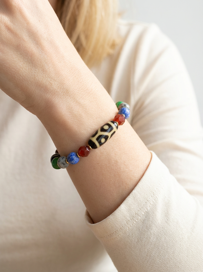 Vajra Tortoise-Back Dzi Bead Bracelet
