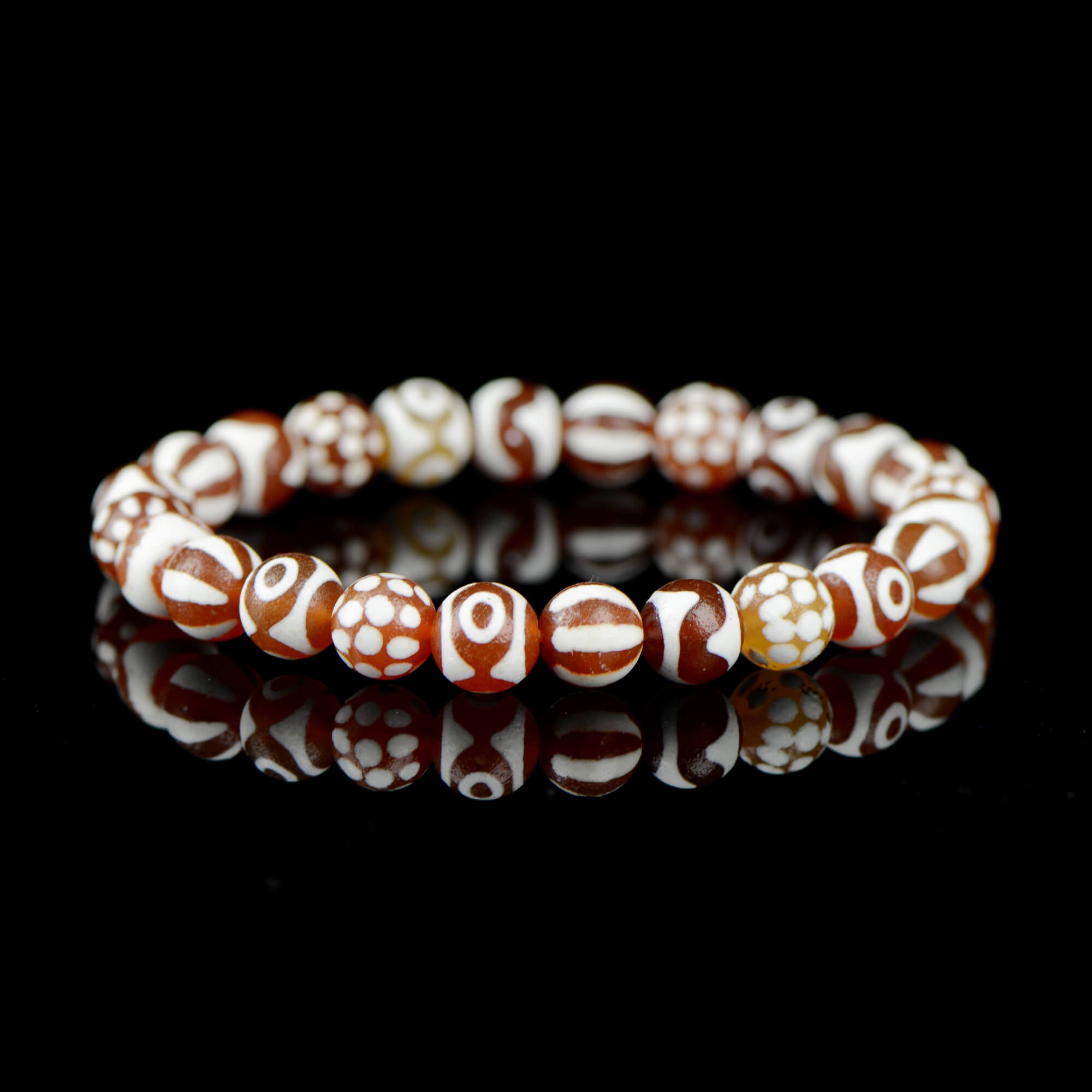Red and White Pyu Beads Bracelet