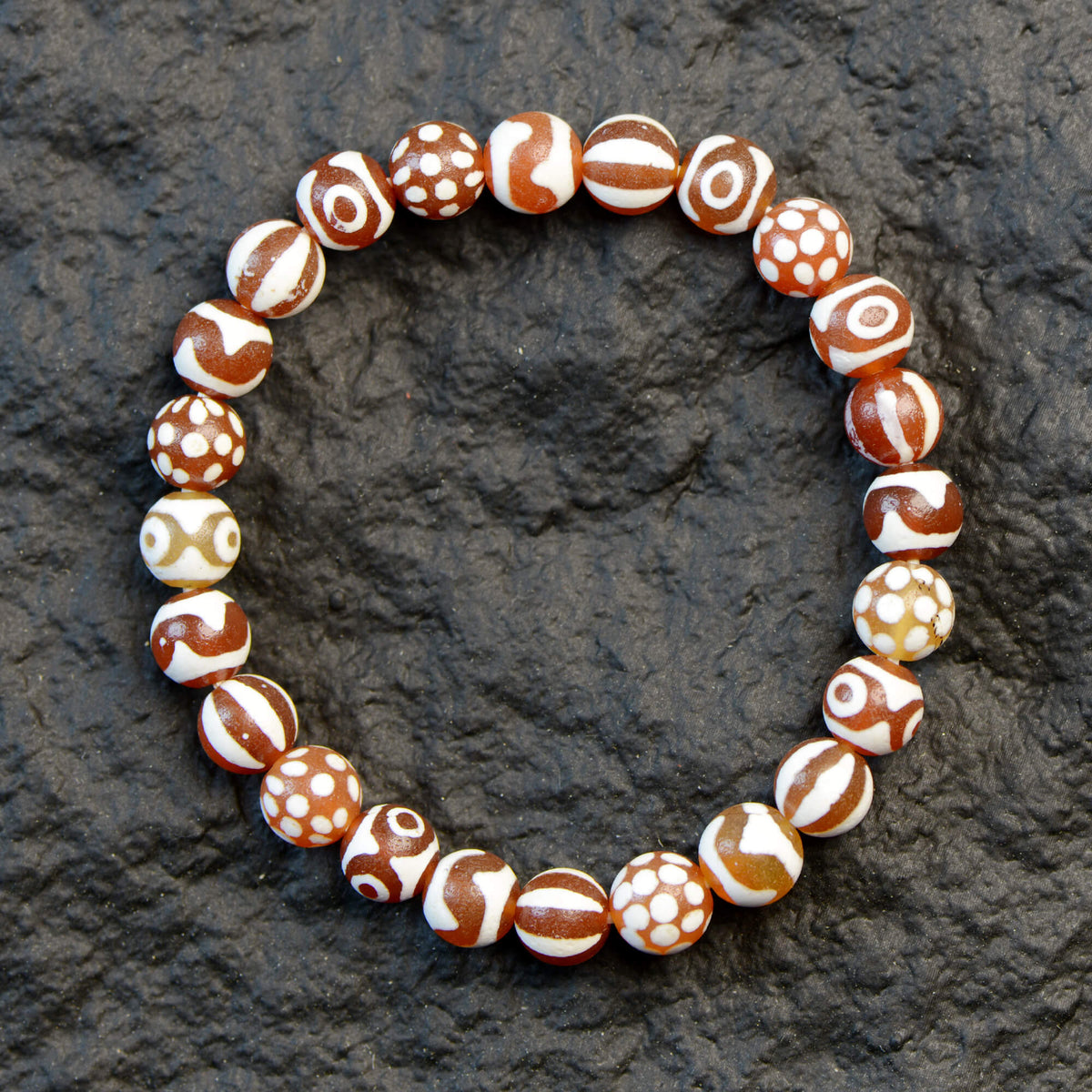 Red and White Pyu Beads Bracelet