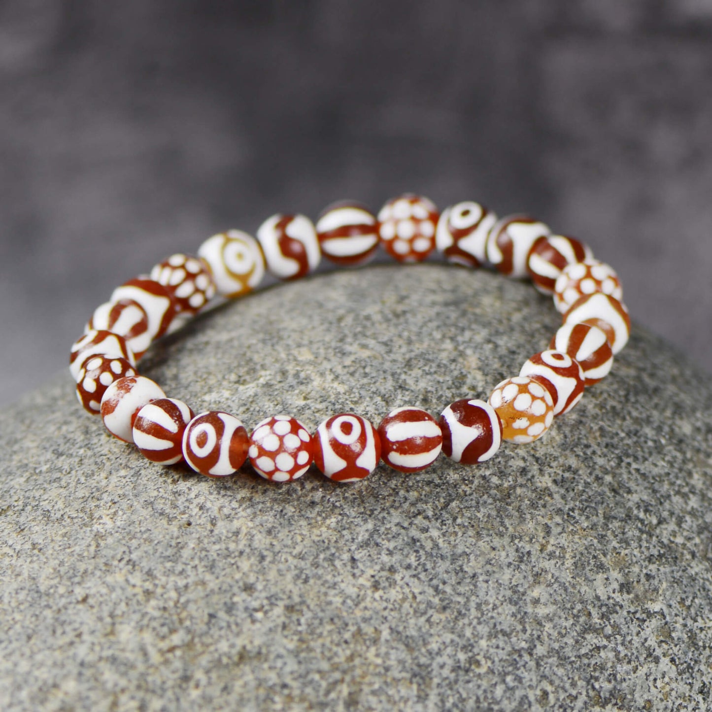Vajra Red and White Pyu Beads Bracelet