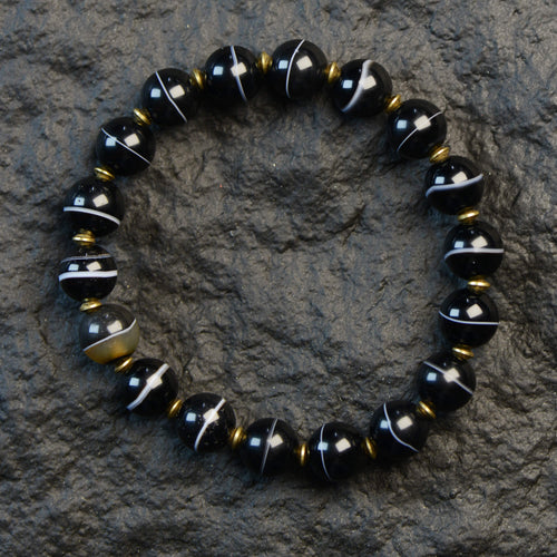 Black and White Bhaisajyaguru Bead Energy Bracelet