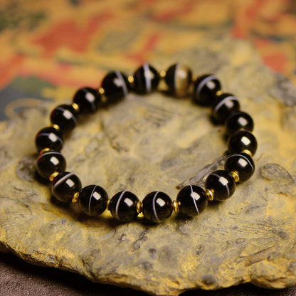 Vajra Black and White Bhaisajyaguru Bead Energy Bracelet
