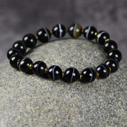 Vajra Black and White Bhaisajyaguru Bead Energy Bracelet