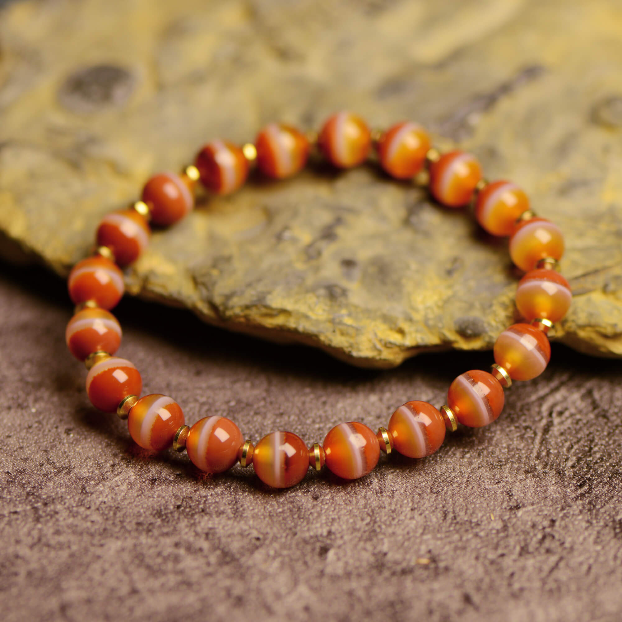 Crimson Flame Medicine Bead Energy Bracelet
