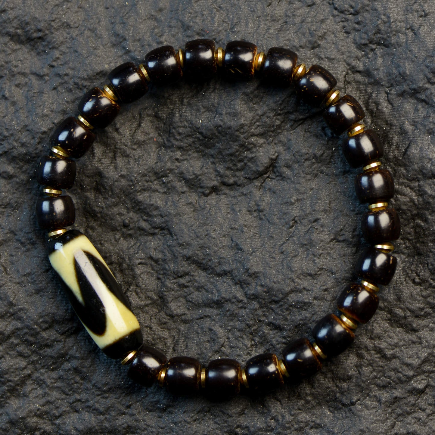 Vajra Tiger Tooth Dzi Bead Bracelet